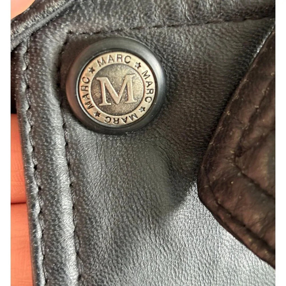 Marc Andrew Mens Long Sleeve Zip Up Motorcycle Leather Bomber Jacket Black Sz XL - Picture 7 of 16